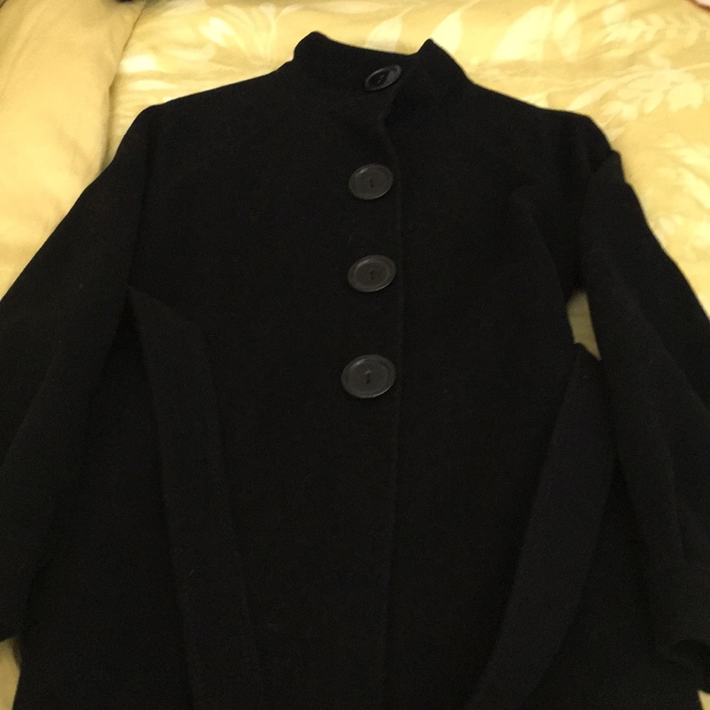 Black, wool, button down jacket